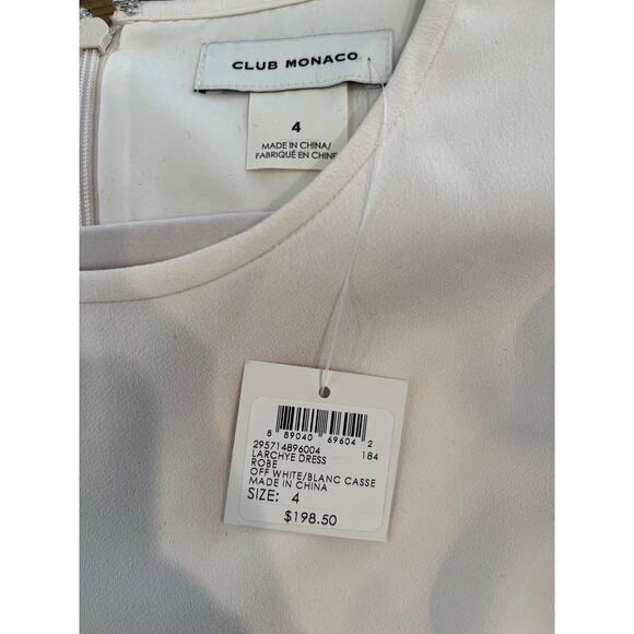 Club Monaco Crepe Bell Sleeve Dress Off White 4 - Picture 8 of 10
